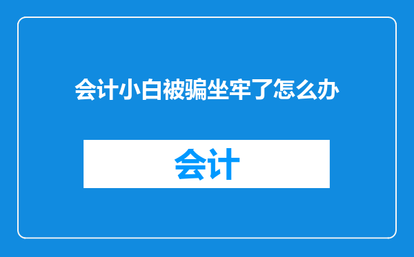 会计小白被骗坐牢了怎么办