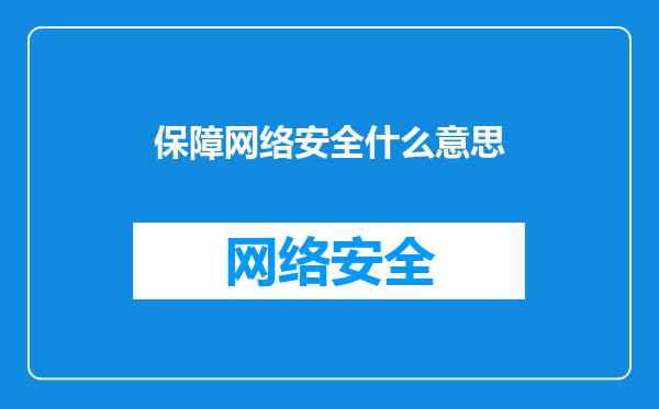 保障网络安全什么意思