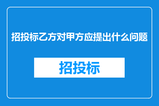 招投标乙方对甲方应提出什么问题