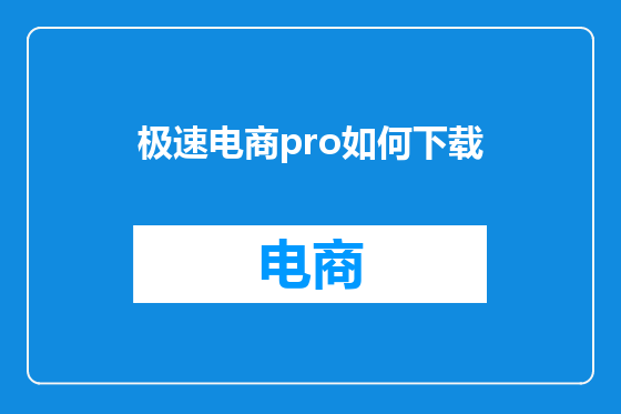极速电商pro如何下载