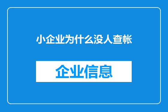 小企业为什么没人查帐