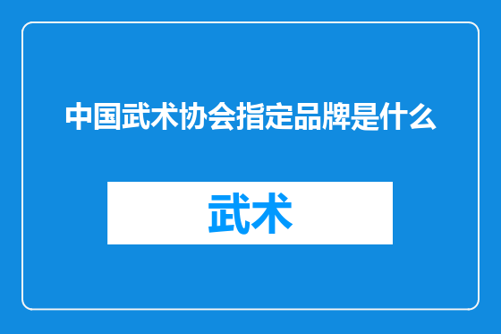 中国武术协会指定品牌是什么