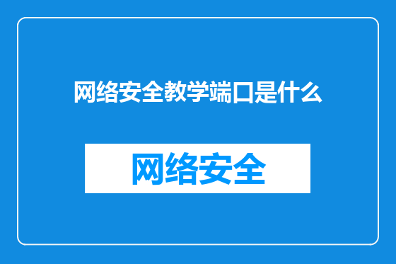 网络安全教学端口是什么