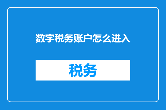 数字税务账户怎么进入