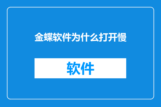金蝶软件为什么打开慢