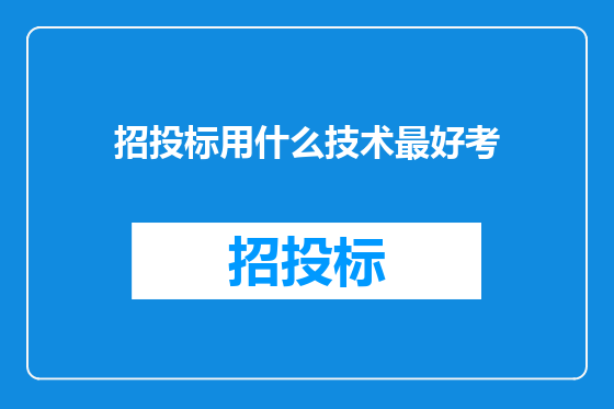 招投标用什么技术最好考