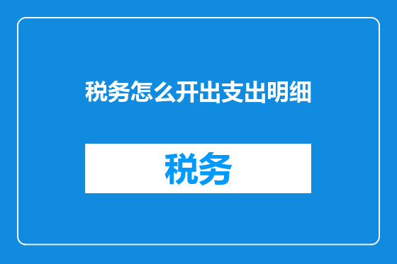 税务怎么开出支出明细