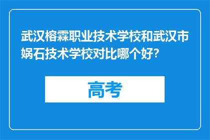 武汉榕霖职业技术学校和武汉市娲石技术学校对比哪个好？