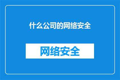 什么公司的网络安全
