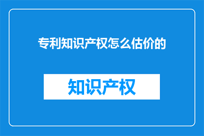 专利知识产权怎么估价的