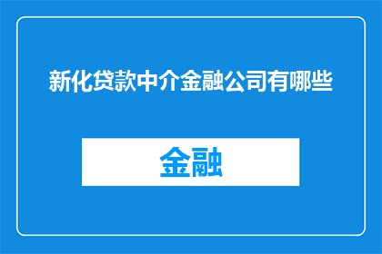 新化贷款中介金融公司有哪些(新化地区有哪些贷款中介金融公司？)
