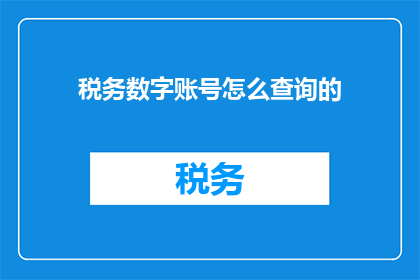 税务数字账号怎么查询的(如何查询税务数字账号的详细信息？)