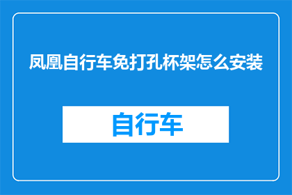 凤凰自行车免打孔杯架怎么安装(如何正确安装凤凰自行车免打孔杯架？)
